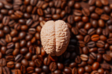 Brain Model Surrounded by Coffee Beans