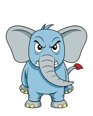 A angry elephant cartoon character design