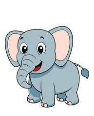 A cute baby elephant cartoon character design