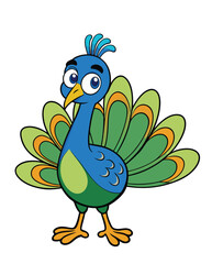 peacock cartoon character design illustration