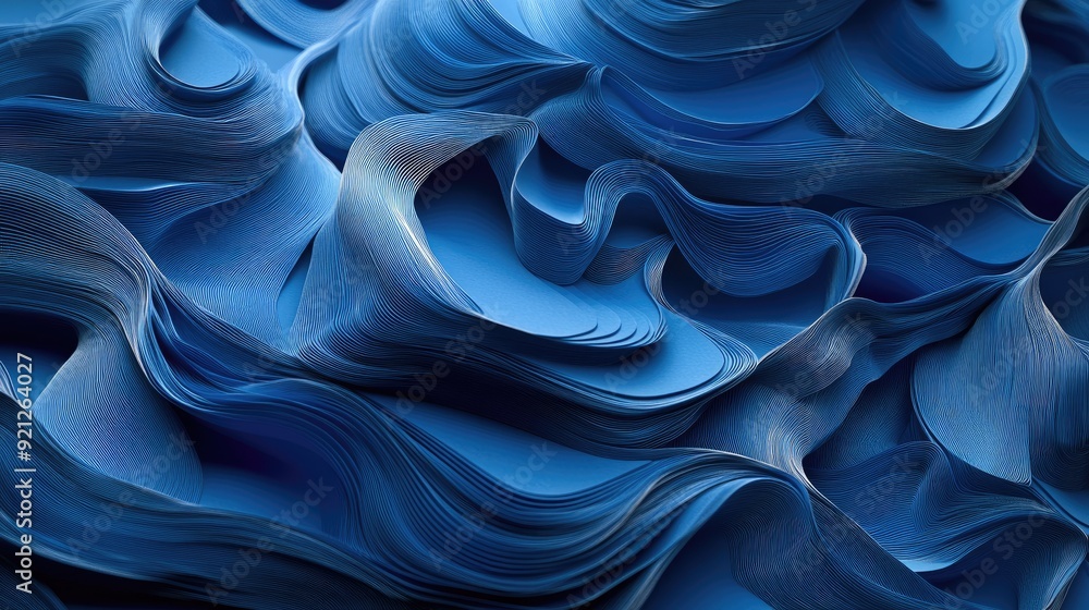 Poster textured 3d blue background with intricate patterns and subtle shadows, suitable for rich and immers