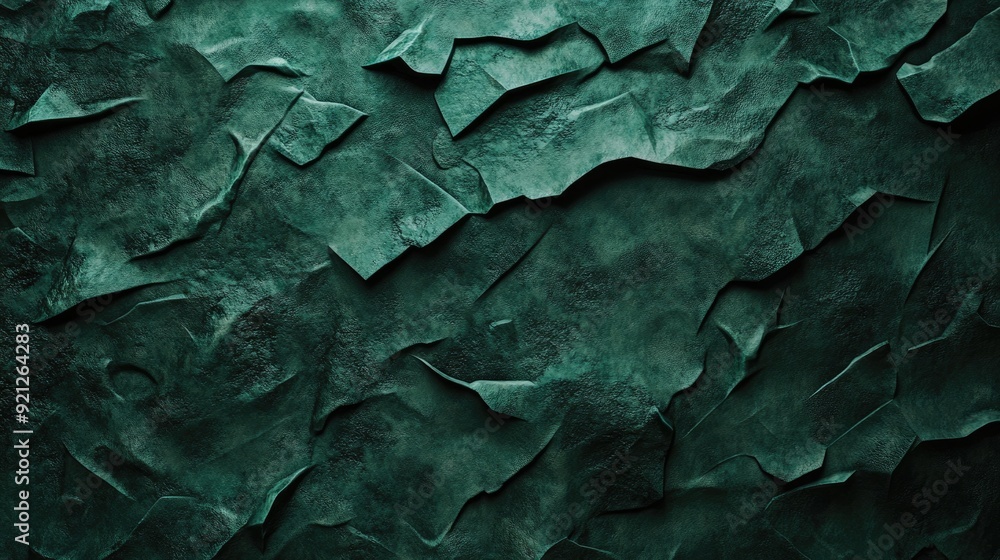 Poster textured 3d dark green background with intricate patterns and soft shadows, ideal for rich and detai