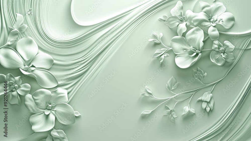 Poster textured 3d light green background with intricate details and subtle shadows, suitable for rich and 