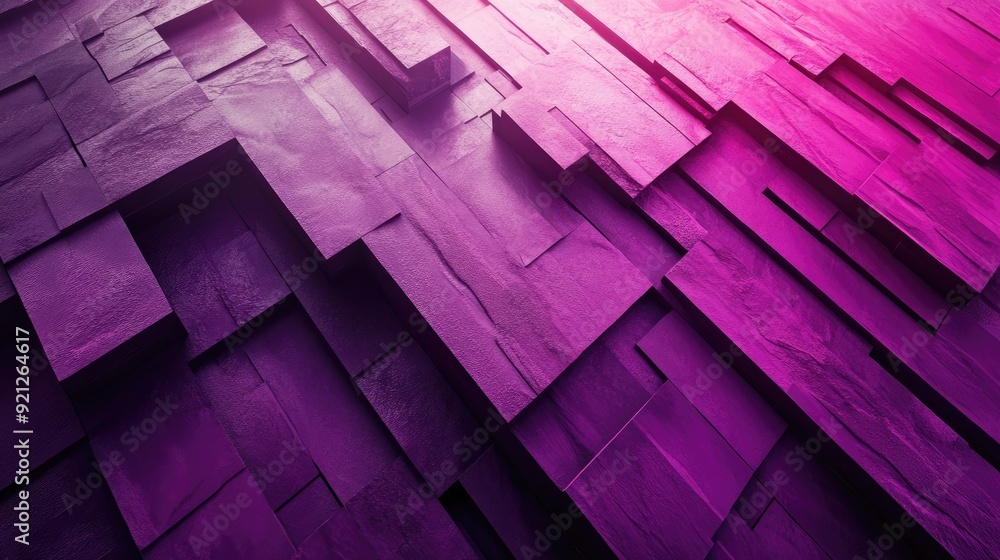 Poster textured 3d purple background with overlapping geometric patterns and light reflections.