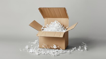 Open Box with White Shreds.