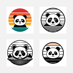 Panda Clipart, Cute Animal Set. cute panda illustration vector image.