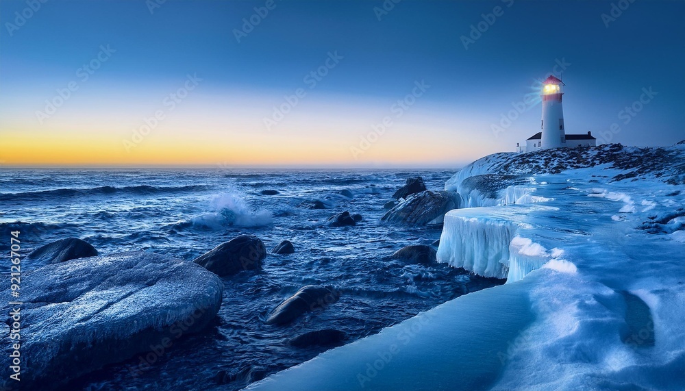 Wall mural lighthouse at sunset