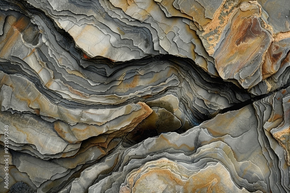 Poster close up view of a rock formation showcasing various vibrant colors and intricate patterns, illustra