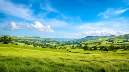 Obraz premium landscape with green field and blue sky