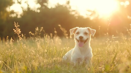 Fototapeta premium golden retriever running in the field