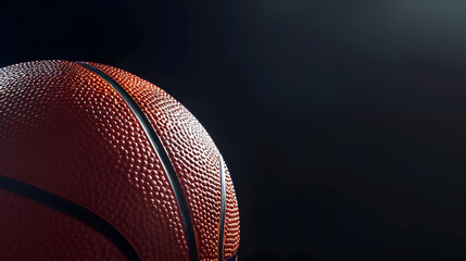 Basketball on a black background. Panoramic background or basketball with blank space