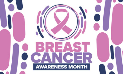 Breast Cancer Awareness Month. Pink october. Pink ribbon. Woman healthcare. Celebrate annual. Medic concept. Girl solidarity. Cancer prevention. Female disease. Poster, banner and background. Vector