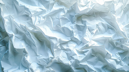Fototapeta premium A white paper with a lot of wrinkles and creases. The paper is torn and crumpled, giving it a sense of chaos and disorder. The image is a representation of the fragility of life