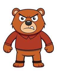 A angry bear cartoon character design illustration
