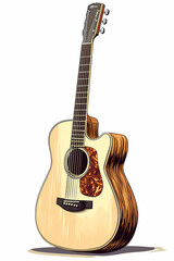 Obraz premium Detailed Vector Illustration of Acoustic Guitars Showcasing Polished Wood Finish and Craftsmanship for Musical Performances
