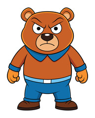 A angry bear cartoon character design illustration