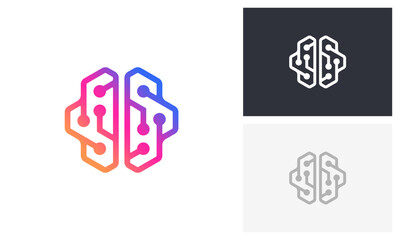 Brain technology logo design
