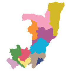 Obraz premium The Republic of the Congo map. Map of The Republic of the Congo in administrative provinces in multicolor