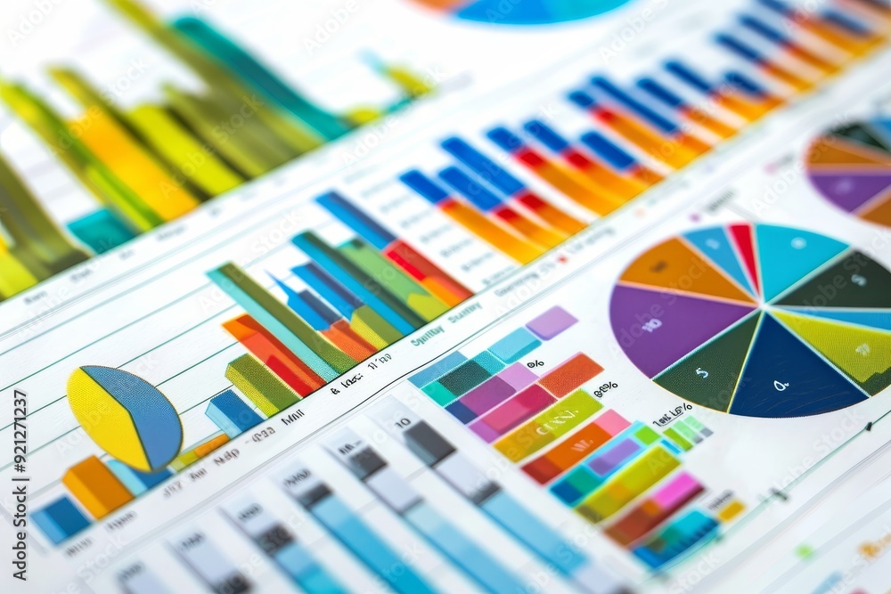 Poster a close up view of various business graphs and charts depicting revenue streams and pricing strategi