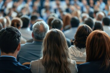 Business conference audience listening business seminar
