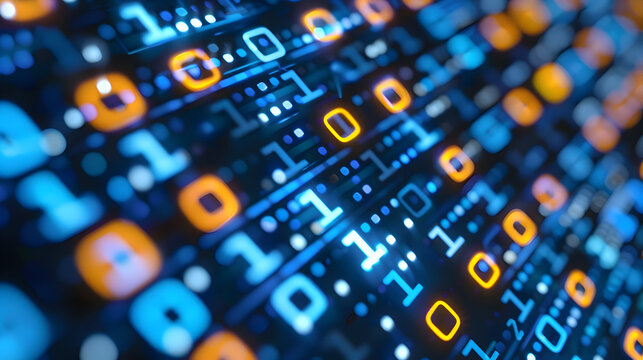 Abstract 3D Background of Blue and Orange Binary Code