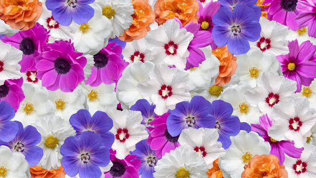Colorful spring flowers background animation, concepts, ideas, 4k