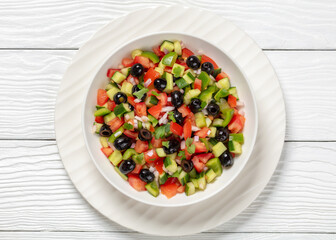 Turkish Shepherd Salad, Coban Salatasi in a bowl