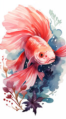 Fototapeta premium Colorful Floral Fish, Abstract Image, Texture, Pattern Background, Wallpaper, Cover and Screen for Smartphone, Cell Phone, Computer, Laptop, 9:16 and 16:9 Format