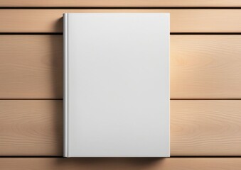 An open book with blank pages, on a rustic wooden table