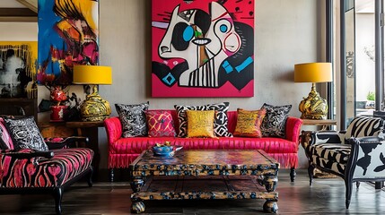 A Vibrant Living Room with Elegant Aesthetic

