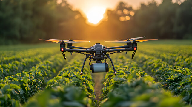 Dron agricola trabajando en el campo