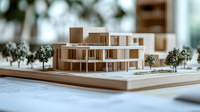 modelo de arquitectura de miniatura de madera de proceso de construcci&oacute;n
