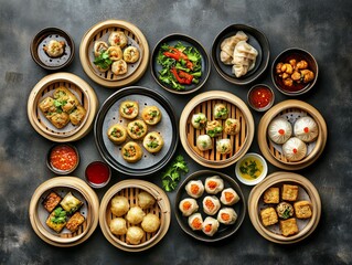 A Dim Sum. The most popular Chinese dishes. A variety of bite-sized dishes traditionally served in small steamer baskets or on small plates, commonly found in Cantonese cuisine.