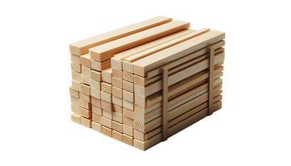 Stacks of wooden planks isolated on transparent background 