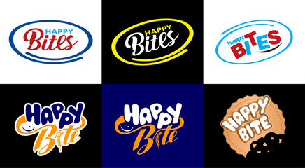 Happy Bite Typography & Minimalist Logo, Brand Name logo for any Brand