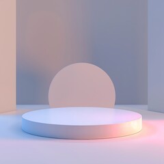 Round platform, front, simple&iuml;&frac14;&OElig;lay material, , gloss,silicone material, in 3d isometric shape, light color, matte texture, matte, rounded corner design, dreamlike atmosphere, generative ai