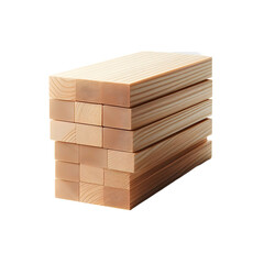 Stacks of wooden planks isolated on transparent background 