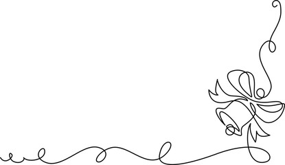 Merry Christmas decoration. Wavy line with Christmas bells.