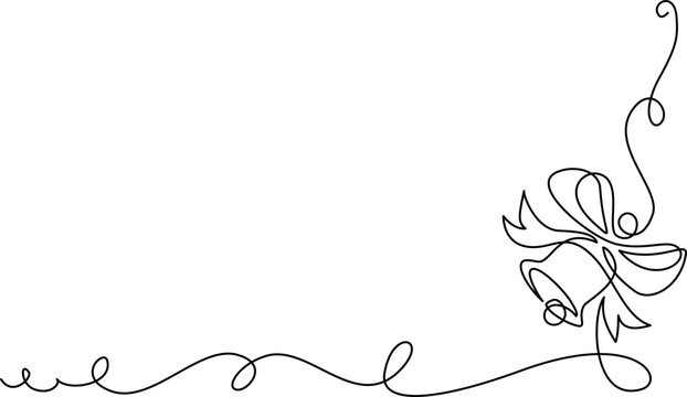 Merry Christmas decoration. Wavy line with Christmas bells.