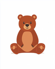 Obraz premium little brown baby wild cartoon teddy bear cub sitting down. 4k full hd animal illustration design art isolated on white background