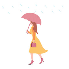 woman with umbrella, autumn girl. Vector Illustration for printing, backgrounds and packaging. Image can be used for greeting cards, posters, stickers and textile. Isolated on white background.