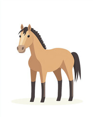 Obraz premium cartoon brown horse with black hair. 4k full hd animal illustration design art isolated on white background