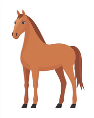 Obraz premium simple well groom minimalistic cartoon riding wild unsaddled horse. 4k full hd animal illustration design art isolated on white background