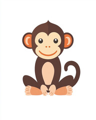 Obraz premium happy cartoon monkey playfully sitting down with legs crossed. 4k full hd animal illustration design art isolated on white background