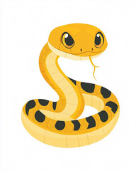 Fototapeta premium black and yellow venomous cartoon snake slithering with a charming gaze. 4k full hd video game asset illustration art isolated on white background generative ai