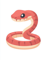 Fototapeta premium small red venomous coiled up deadly cartoon snake. 4k full hd video game asset illustration art isolated on white background generative ai
