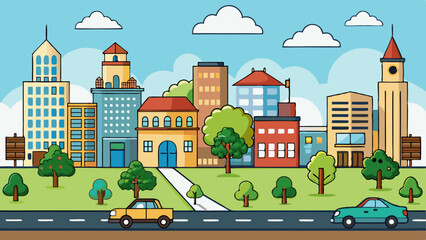 create a city vector art illustration