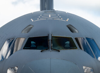 Cockpit windows of a Globemaster air plane.