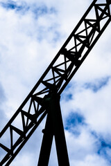 Obraz premium Roller coaster rails at an amusement park.