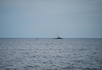 Navigational marks on the ocean.